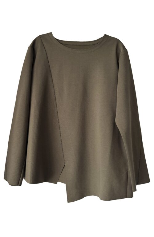 CONTRAST STITCH TOP KHAKI