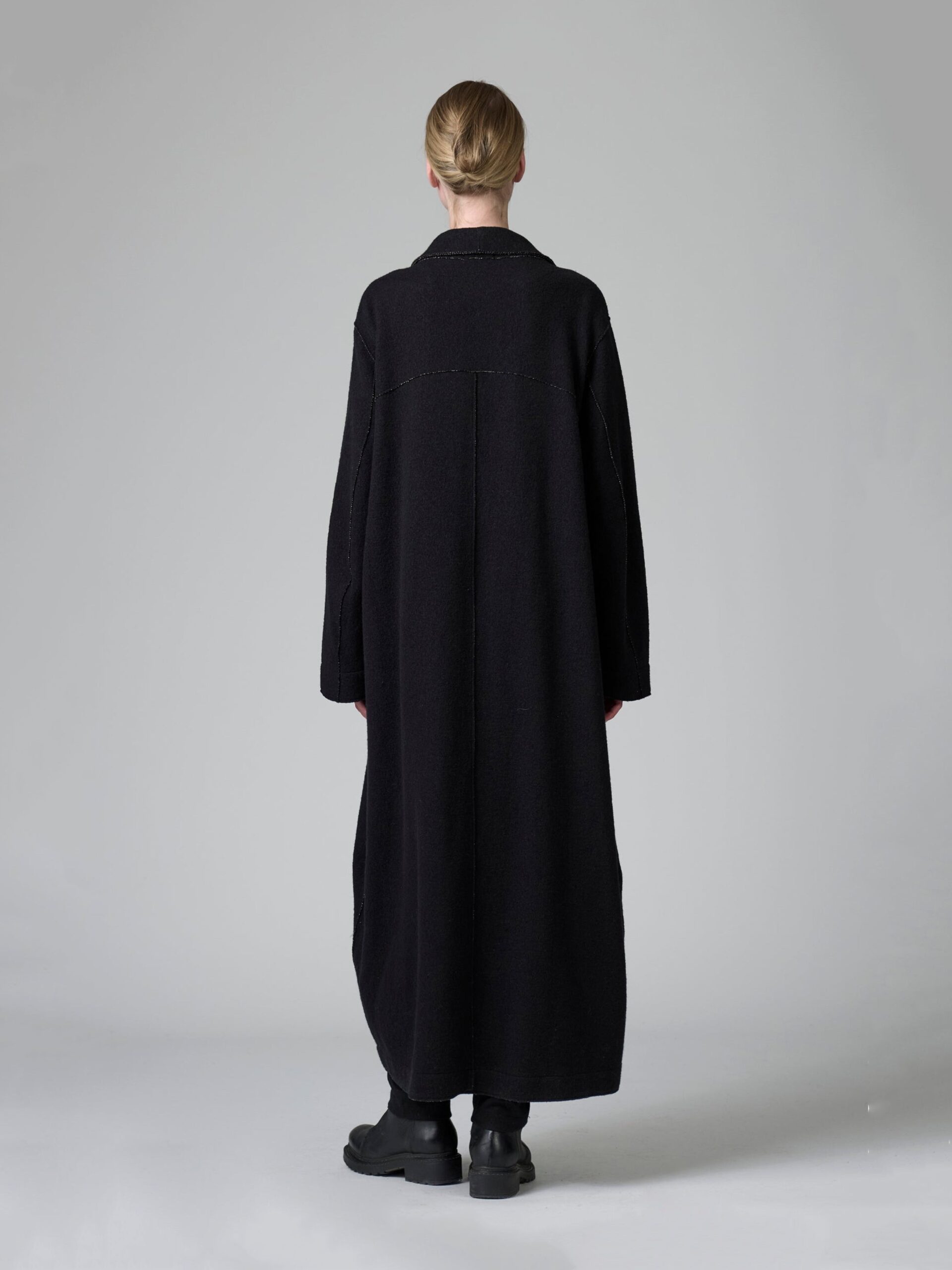 DOUBLE BREASTED CHEVRON COAT BLACK - Image 5
