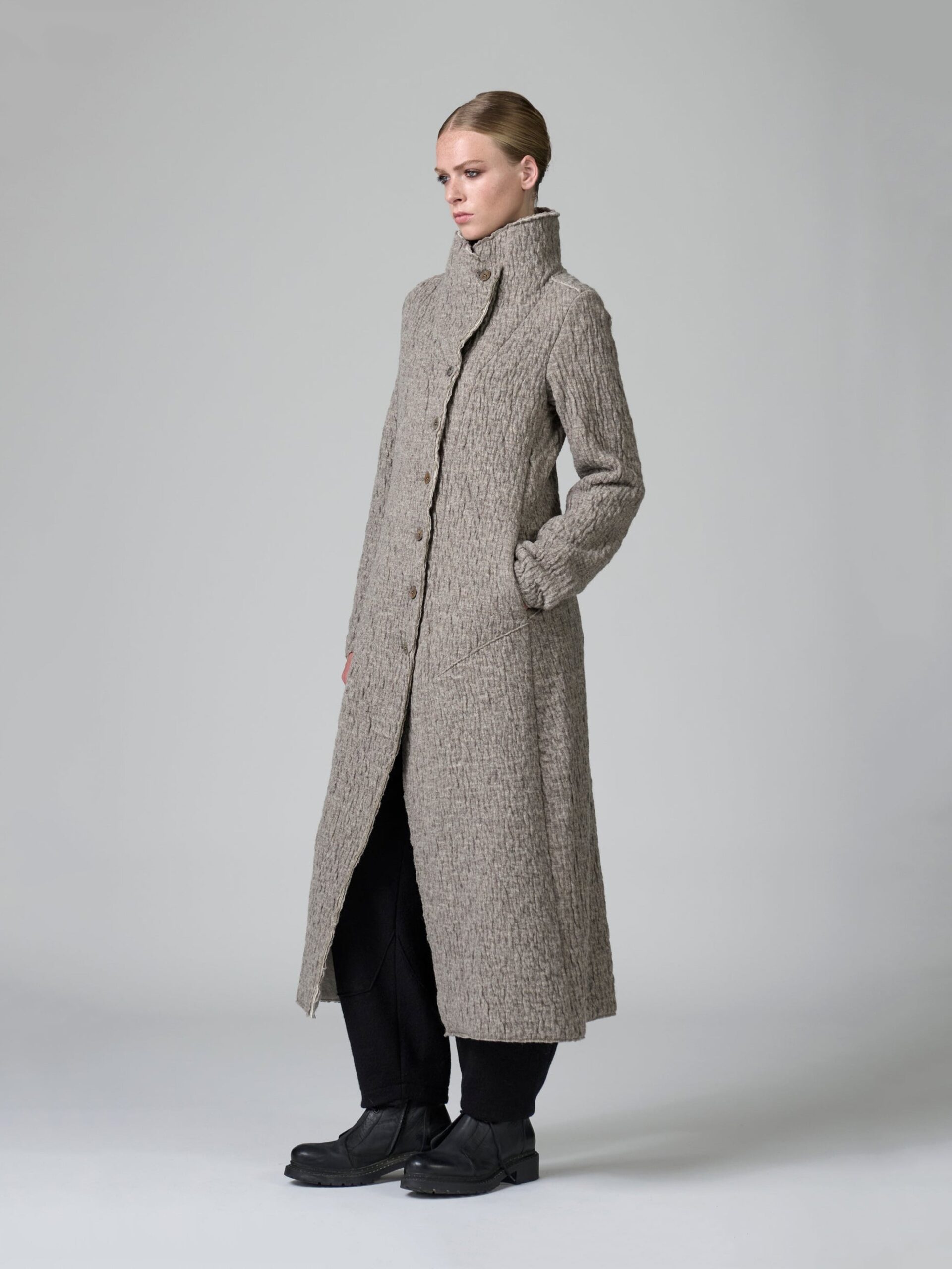 SIGNATURE WOOL COAT TAUPE - Image 3